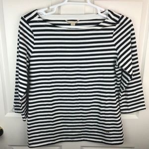 NWT Banana Republic Boatneck Striped Shirt B&W - L